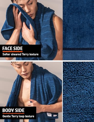Image of DAMENSCH 100% Cotton Towel, Super Soft Towels for Bath Large Size, Ultra Absorbent, Quick Dry Towel for Women, Long Lasting Colours Towels for Bath Men-Nightfall Blue
