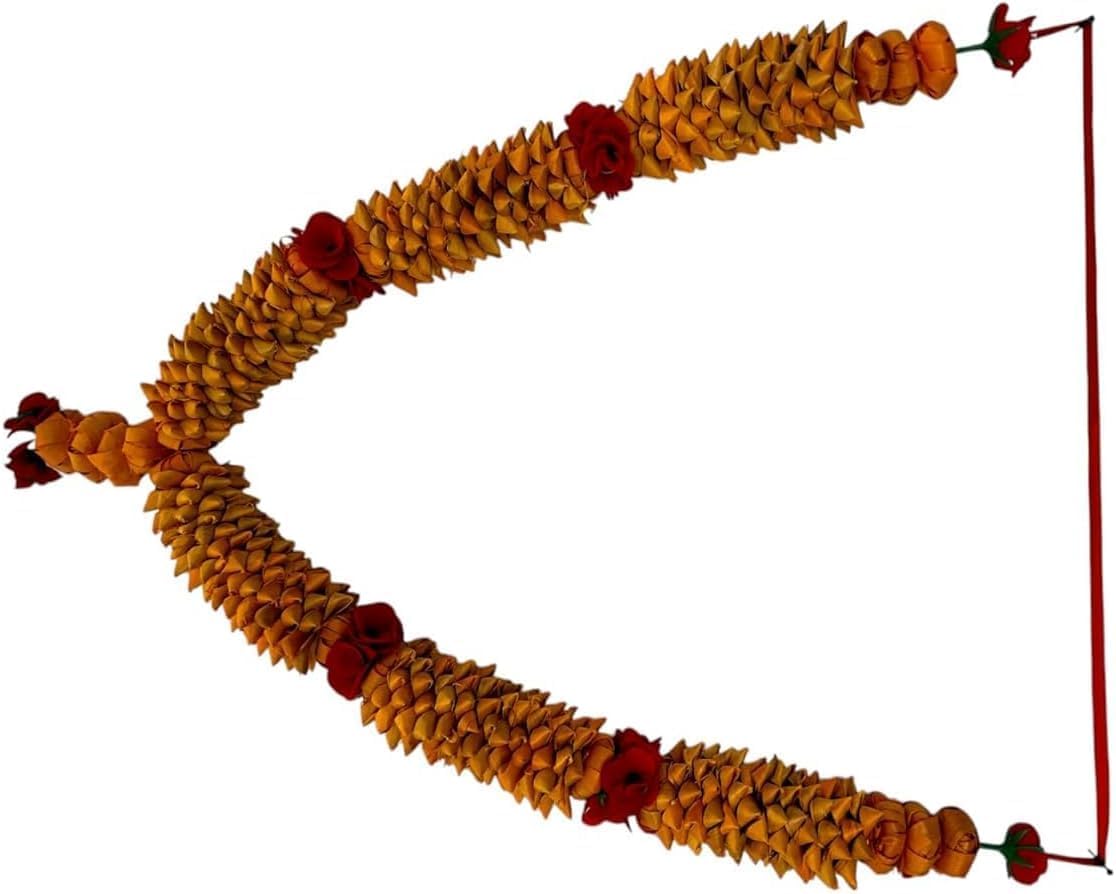 Rastra Mangal Store Chandan Haar Mala Garland for God and Pitra/Ancestors/Loved Ones Photo Frame & Idols (Yellow) (Step -3) 60cm /23.6 inch