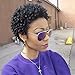 WIGNEE Remy Human Hair Afro Curly Short Style Wigs (Natural Black)