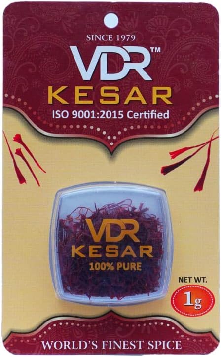 VDR Saffron 1 gm (Pack of 5) Purest & Finest Kashmiri Saffron/Kesar (Certified Grade - I, Premium