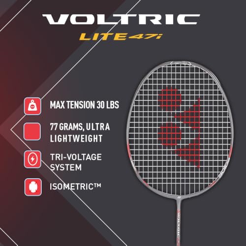 Image of Yonex Graphite Strung Badminton Racquet Voltric Lite 47i (G4, 77 Grams, 30 lbs Tension, Dark Gray)