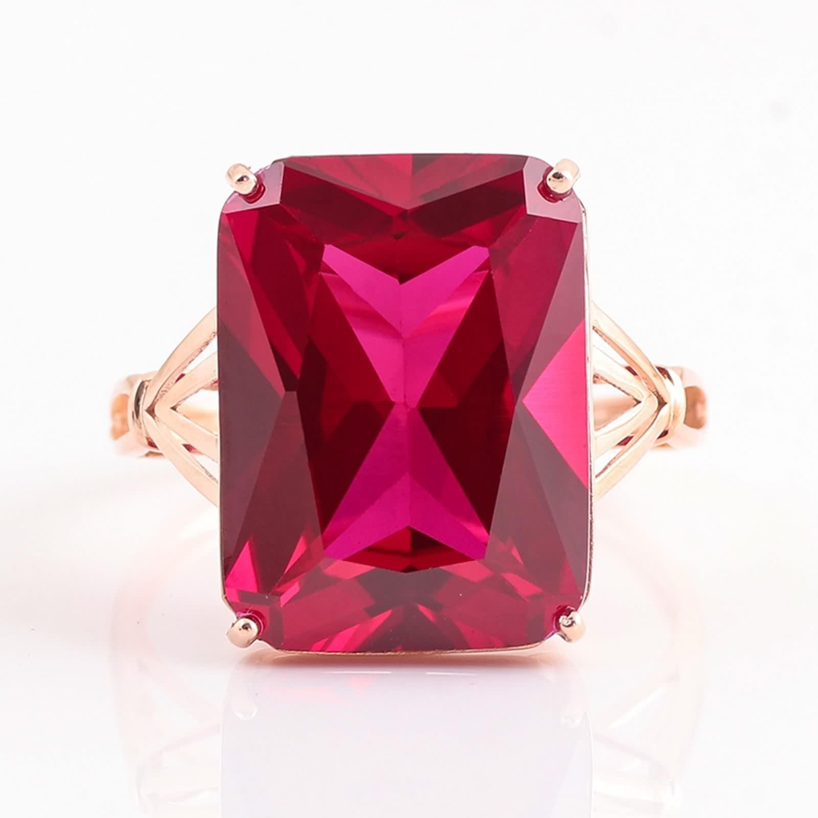 Anillos de oro de 9 quilates para mujer, alianzas de boda vintage de oro rosa, elegante banda de rubí creado para propuesta de propuesta