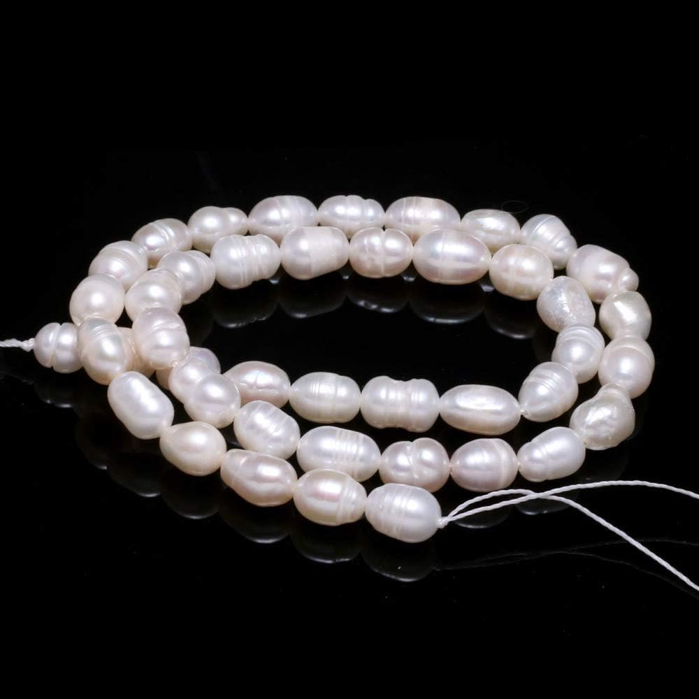 Pearl Beads, Natural Oval Freshwater Cultured Pearl Loose Beads 6-7mm 14.2 inch Quality Rank AA (2 Strands) for Jewelry Making Deco Charms Necklace as Gift - Image 3