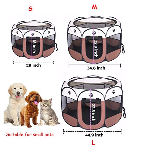 BODISEINT Portable Pet Playpen, Dog Playpen Foldable Pet Exercise Pen Tents Dog Kennel House Playground for Puppy Dog Yorkie Cat Bunny Indoor Outdoor Travel Camping Use - Thumbnail 3