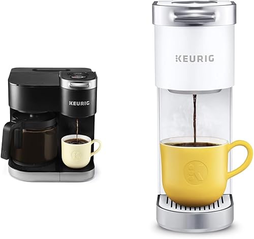 Keurig K-Duo - Cafetera de cápsulas y jarras K-Duo, cafetera K-Mini Plus de una sola porción K-Cup, color blanco mate