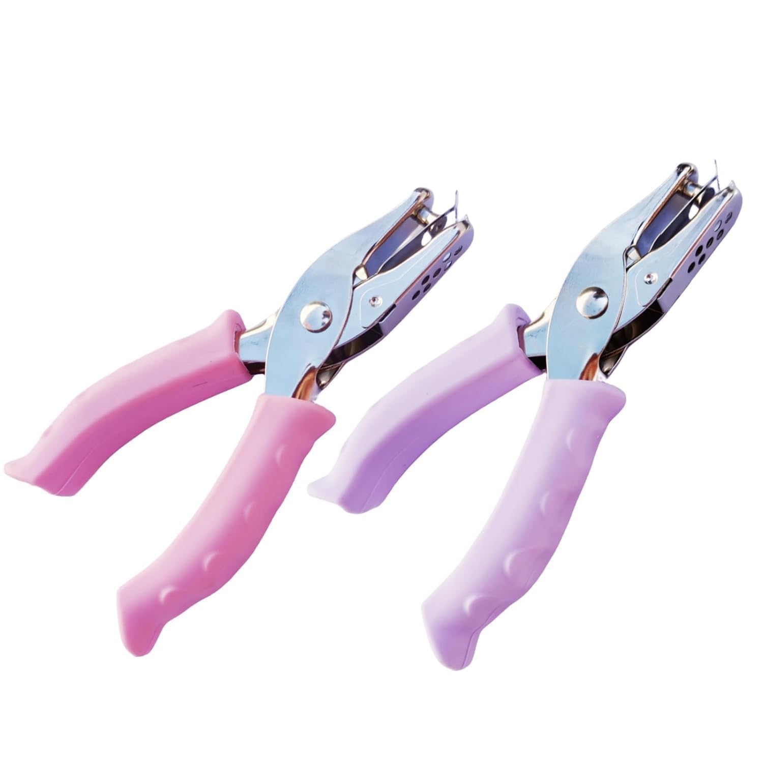 2 Pcs Single, 1/4" Paper Punches with Soft Grip Handles