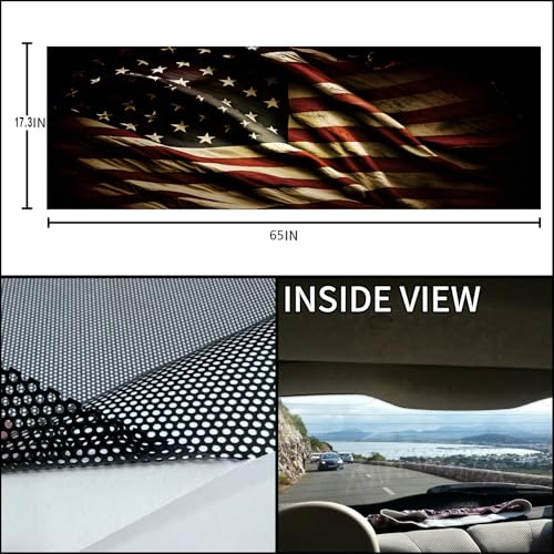 Image of Rear Window Decals for Trucks - 65x17.3 in Back Window American Flag Decals Fit Most Pickup Trucks SUV, Vinyl Back Window Decal Truck Rear Window Graphics for Personalized