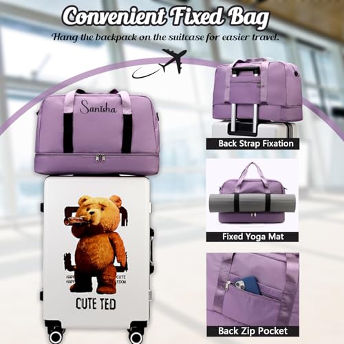 Personalized Yoga Mat Bag, Customized Weekender Bags for Women with Embroidered Name, Stitch Duffle Bags for Girls Bridesmaid Proposal Bag Gym Bags3