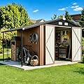 Aoxun 6x10 FT Outdoor Storage Shed Metal Sheds with Open Firewood Storage,Galvanized Steel Garden Shed with Lockable Doors,Sloped Roof,Windows, 2 in 1 Large Tool Shed for Patio, Backyard, Lawn