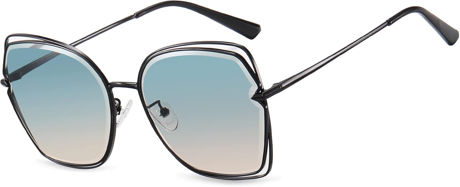 DUCO Oversized Fashion Sunglasses for Women Colorful UV Protection Lens Trendy Retro Designer Sunglasses DC1226