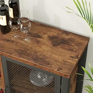 IBF Rustic Wine Bar Cabinet, Coffee Bar Cabinet for Liquor and Glasses, Farmhouse Wood Buffet Sideboard with Storage Rack, Wine Liquor Cabinet for Home Kitchen Dining Room, Rustic Brown, 55 Inch IBF Rustic Wine Bar Cabinet Coffee Bar Cabinet for Liquor and Glasses Farmhouse Wood Buffet Sideboard with Storage Rack Wine Liquor Cabinet for Home Kitchen Dining Room Rustic Brown 55 Inch