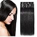 Produktbild Clip In Extensions Echthaar 100% Remy DOUBLE DRAWN Haarverlängerung 8 Tressen Dick zum Ende Glatt 35cm - 80g - Schwarz #01