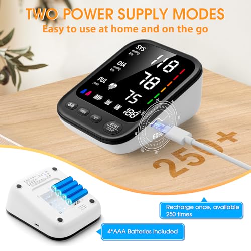 Blood Pressure Machine, Automatic Upper Arm Blood Pressure Monitor with 2x199 Readout, 4.5 Inch Backlit Large Screen Adjustable Large Cuff 9 to 17 Inches - Arrhythmia and Home Hypertension Detector - Image 4