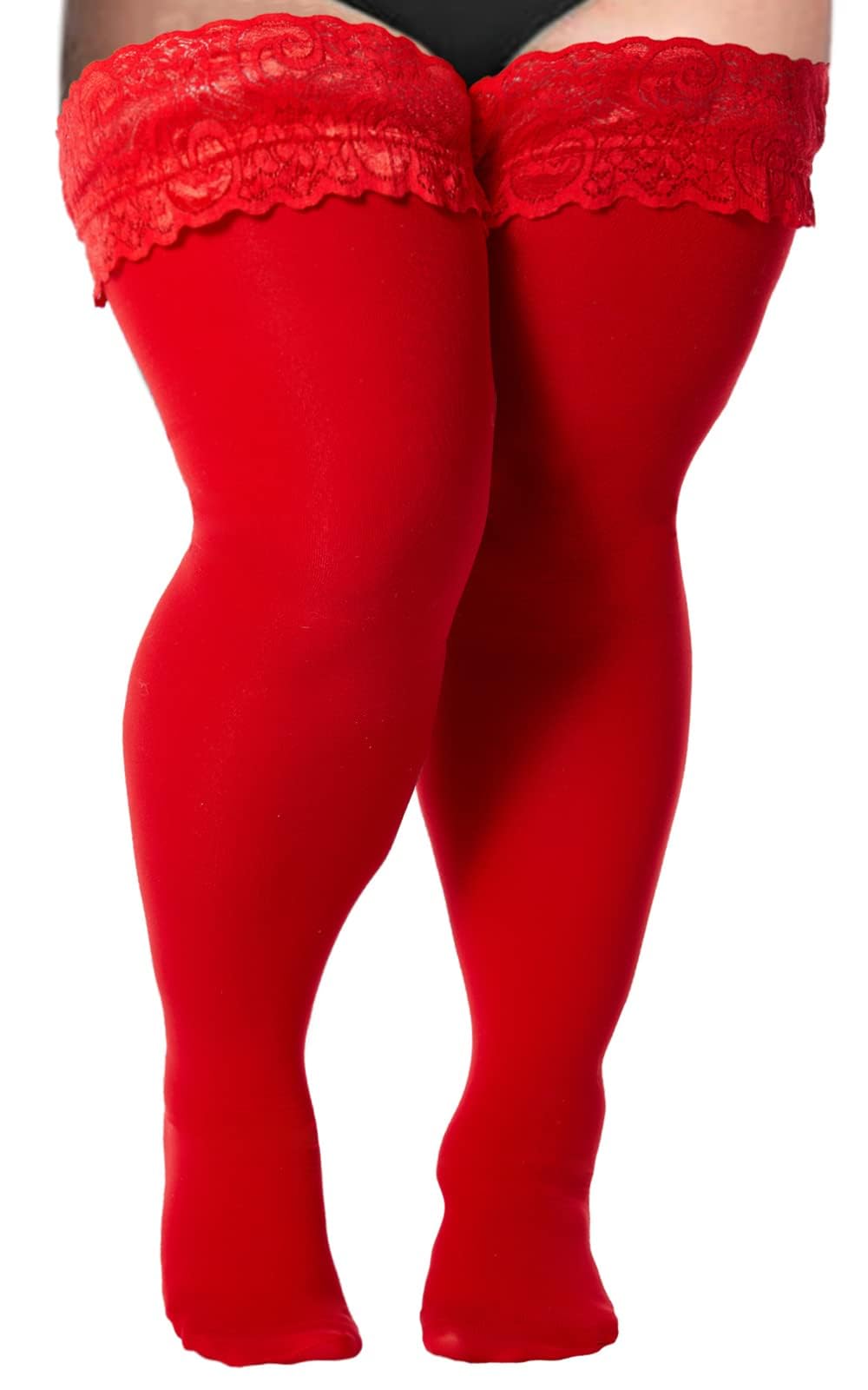 Moon Wood Plus Size Halterlose Strümpfe für Damen 55 DEN Spitze Sexy Stay Up Nylonstrümpfe Große Größen Overknee Strümpfe