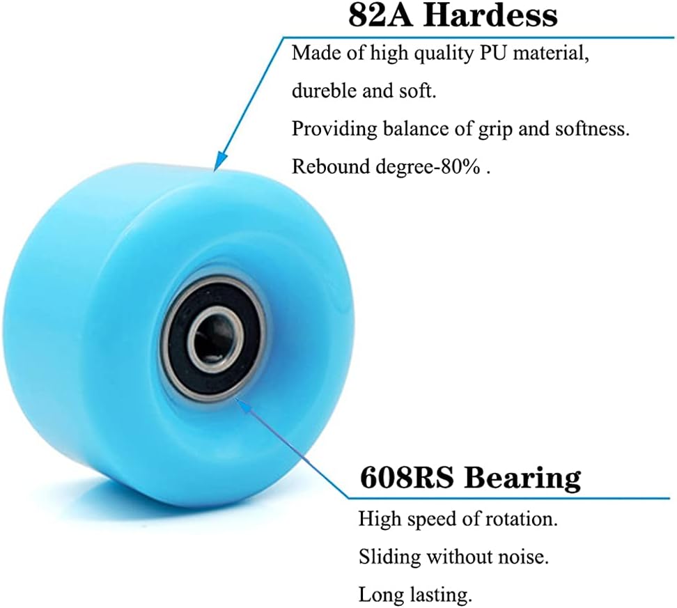 8 Pack Roller Skate Wheels with Bearings Installed PU Quad Skate Wheels 82A for Double Row Skating and Skateboard 32mm x 58mm