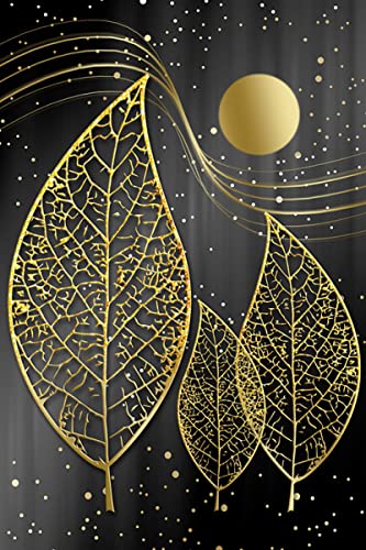 Toile plante feuille d'or pour salon triptyque chic 60x80cm - 5