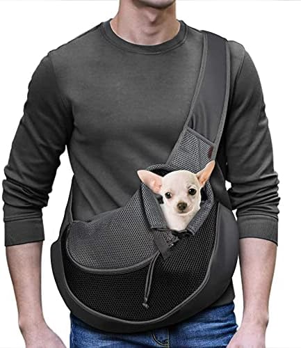 Large Size -Dog Sling Carrier, Cat Sling Carrier, Breathable mesh, Adjustable Strap, Blue Accent Color, Pets up to 14 pounds