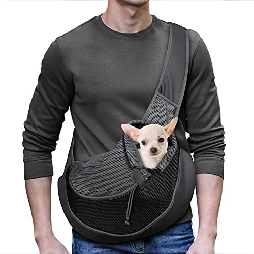 Large Size -Dog Sling Carrier, Cat Sling Carrier, Breathable Mesh, Adjustable Strap, Blue Accent Color, Pets Up To 14 Pounds #TOP1