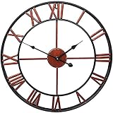 OGENDE Große Wanduhr, Gartenuhr mit römischen Ziffern, Schmiedeeisen, wasserdichtes Metalldekor, Quarz-Wanduhr, Retro-Dekor, stille Uhr, 50 cm, Wanddekoration