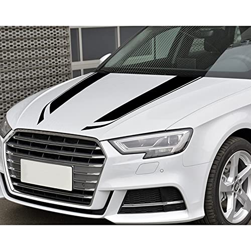 Sunjika Car Hood Decals Vinyl Sticker Automotive Front Hood Bumper Vinyl Sport Decorative Accessories Stripe Decal Decoration Racing Stripes For All Car Vechine Suv Universal (2Pcs Black) #TOP4