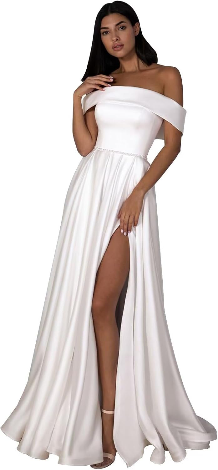 Lace Applique Wedding Dresses for Bride A Line High Slit Sleeveless Long Outdoor Beach Princess Wedding Gowns Dress