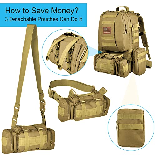 Cvlife Tactical Backpack Military Army Rucksack 60L Large Assault Pack Detachable Molle Bag #TOP1