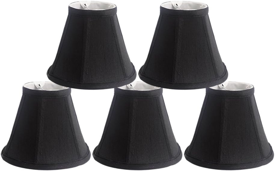 Urbanest Set of 5 Faux Silk Empire Chandelier Lamp Shade, 3-inch by 6-inch by 5-inch, Black, Clip-on, Hardback