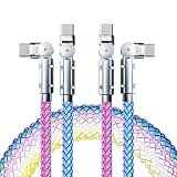 Light up USB-C Cable 2 Pack 5ft USB C to USB C Cable Multicolored RGB Colorful Gradual Type C to C Cord LED Cable Type C Charger Cord for iPhone 17 16 15 Samsung Galaxy S25 S24 S23 S22,Laptops