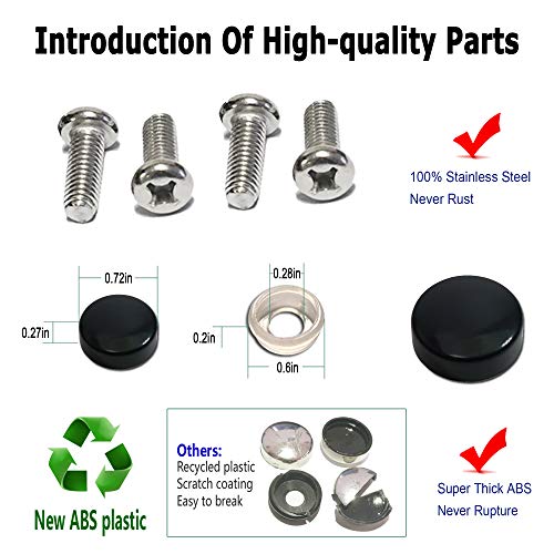 Bgmvfk Front License Plate Mounting Kit- Universal Front Bumper License Plate Bracket And Black Aluminum Car Tag Frame, 2 Drill Hole Adapter Plate Holder With Stainless Steel Mount Screws, Cap Covers #TOP6