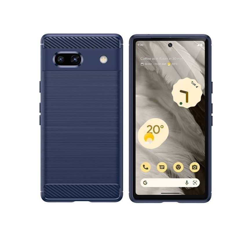 Image of NPRC Hybrid Ultra Slim Protective Case TPU Non-Slip Carbon Fiber Texture Shockproof Case Cover for Google Pixel 7A - Blue