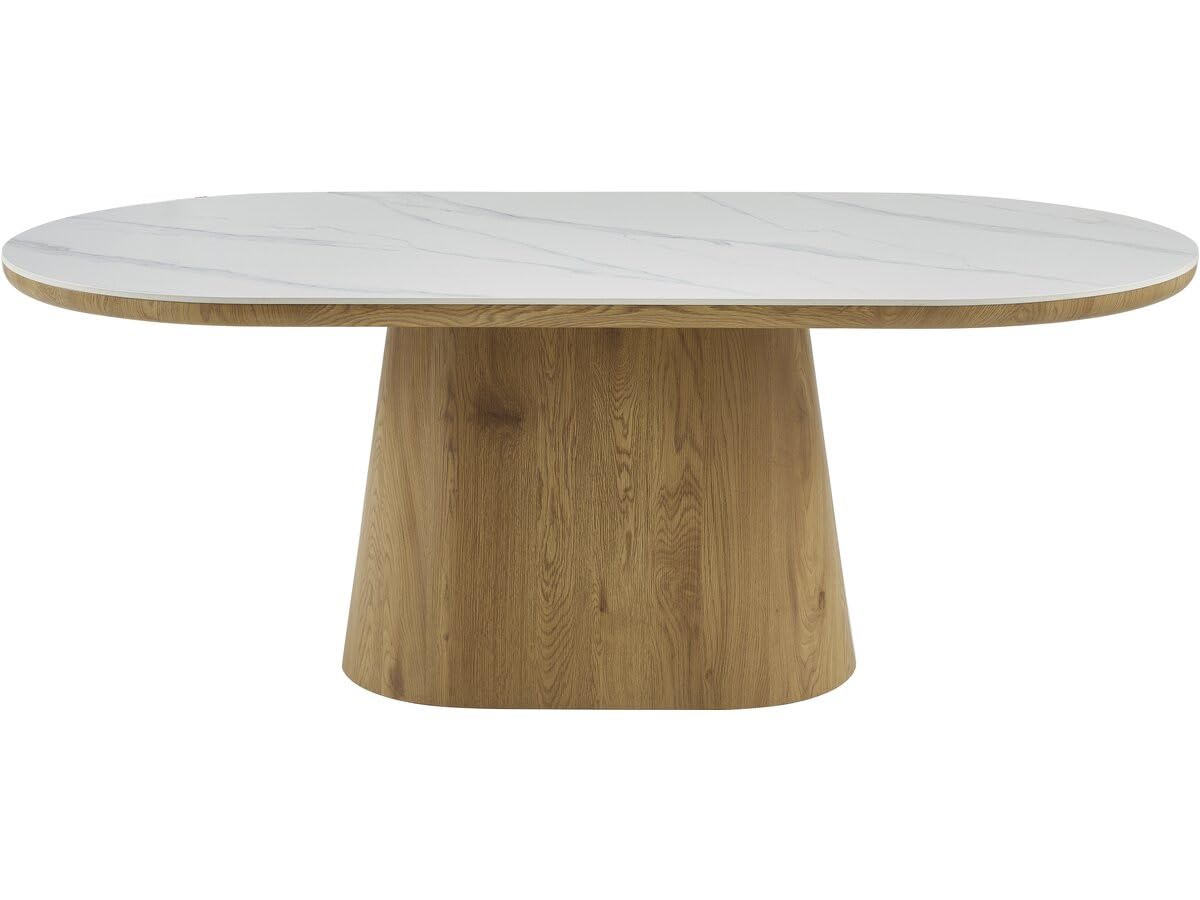 Habitat et Jardin Tavolo da pranzo ovale in legno ceramico Bellagio - 8 posti - Bianco e marrone