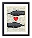 Whale Love Upcycled Vintage Dictionary Art Print 8x10