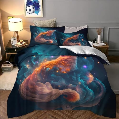 Parure de lit renard 3D en microfibre premium résistante avec fermeture éclair