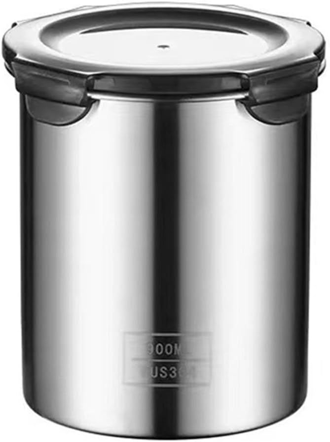 Tarro de almacenamiento de acero sellado portátil para té, café y granos para cocina, contenedor de almacenamiento de alimentos (900 ml)
