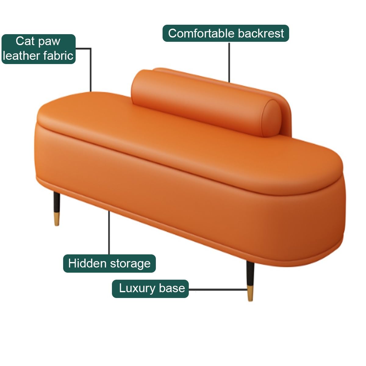 Pouf ottoman écologique vert de 80 cm avec fermeture douce et résistant aux rayures en cuir écologique Repose-pieds et entrée Décoration d'intérieur moderne