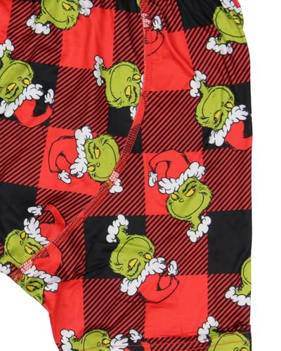The Grinch Men's Grinch Santa AOP Buffalo Plaid Christmas Holiday Boxer Briefs Underwear2