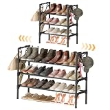 ENJOYBASICS Zapatero Extensible Metálico de 3 Niveles, Negro