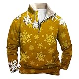 Generisch Sudadera para hombre, sudadera para hombre, sudadera con forro polar, con cremallera, cuello con forro cálido, suéter informal de invierno, dorado, L