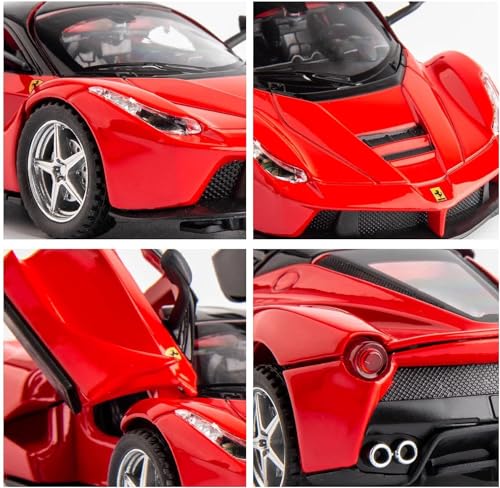 Image of Diecast Toy Car Sports Model Car Zinc Alloy Simulation Casting LaFerrari Pull Back Vehicles,1:32 Scale Supercar Toys with Lights and Sound for Toddlers Kids Children Boys Girls Gift (red)