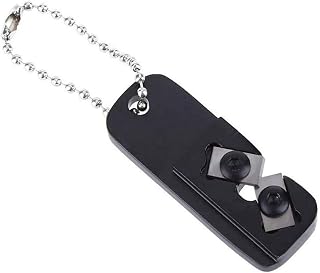 Knife Sharpener, Portable Grindstone Tungsten Steel Carborundum Knife Repair Tool Sharpener Mini Pocket Keychain (Black)