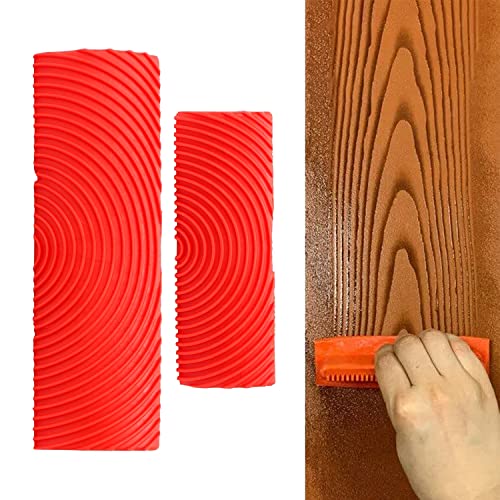 Tissting 2 Piezas Herramienta de Grano de Madera Efecto de Grano de Madera Dibujo patrón DIY Cepillo de Pintura Rodillo de Pintura de Goma Suministros de decoración de Piso de Pared