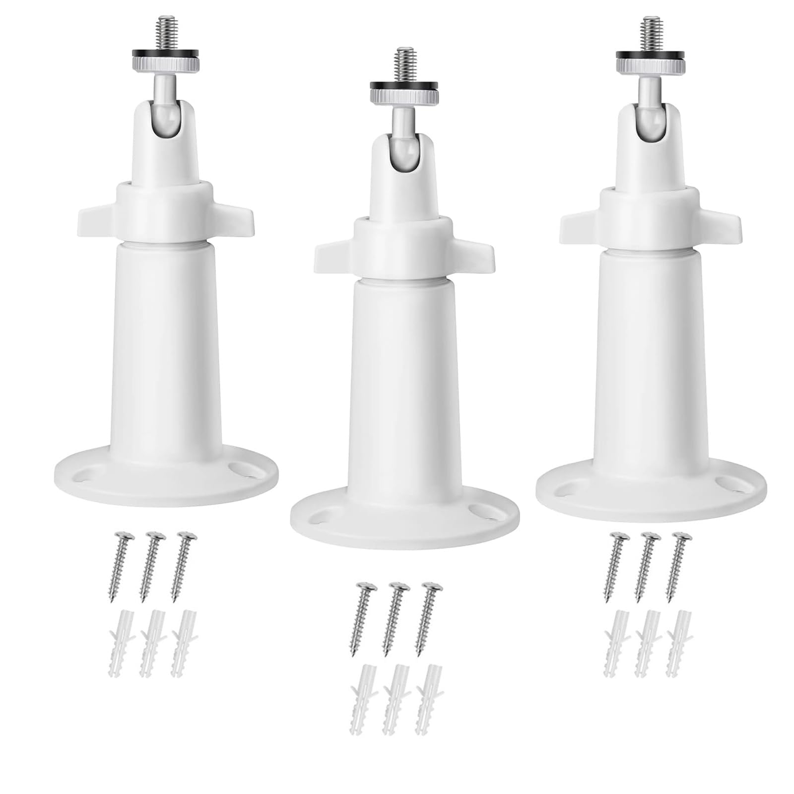 Universal Security Camera Mount, 3-Pack Outdoor Wall Mount with 360° Swivel & 90° Tilt, Easy Install Compatible with Arlo Wyze eufy Ring Blink Cameras