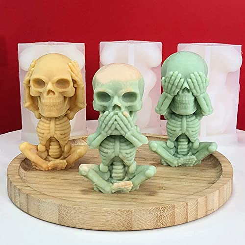 Candle Molds For Candle Making, Muaech 3D Skull Candle Mold For Halloween Party, Silicone Resin Casting Mold, Homemade Soap Molds For Aromatherapy Plaster #TOP3