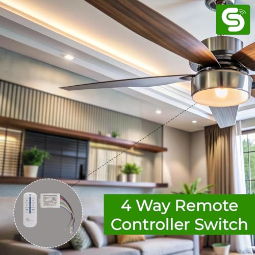 Image of 4-Way RF Wireless Remote Control Switch | 220V-240V Digital ON /OFF Switch | Control 4 Lights /Fans | 8-15m Indoor & 20m Outdoor Range | Wall Mount Receiver | ESY-TC35