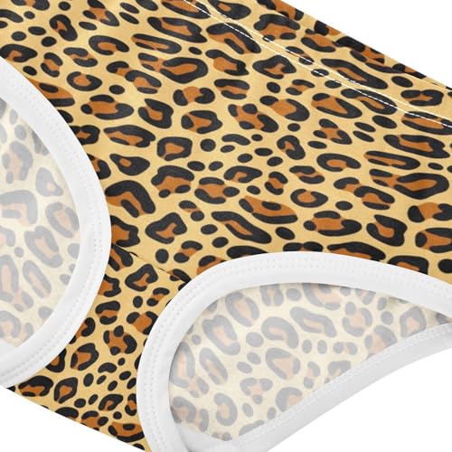 Joisal Toddler Girls Underwear 2t Cotton Little Girl Panties Fun Print Kids Briefs Undies Cartoon Leopard Print Tan4