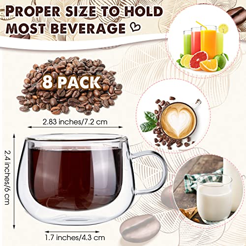 Set Of 8 Double Wall Glass Coffee Cups Insulated Layer Double Walled Glass Coffee Mugs With Handle Espresso Cups Cappuccino Cup Clear Borosilicate Glass Mugs For Tea Juice Latte Hot Beverage (4 Oz) #TOP1