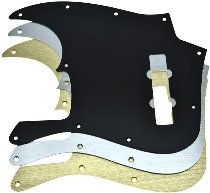 KAISH 10-Hole Metal Anodized Aluminium J Bass Style Pick Guard Modern Style Bass Pickguard for USA/Mexico Jazz J Bass Silver