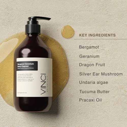 Image of Vinci Botanicals Bergamot Geranium Body Cleanser | Aromatic Body Wash to Hydrate & Balance Skin | Alternative to Regular Soap | Fresh & Sweet Aroma | Vegan, Cruelty & Paraben-Free | 500 ml