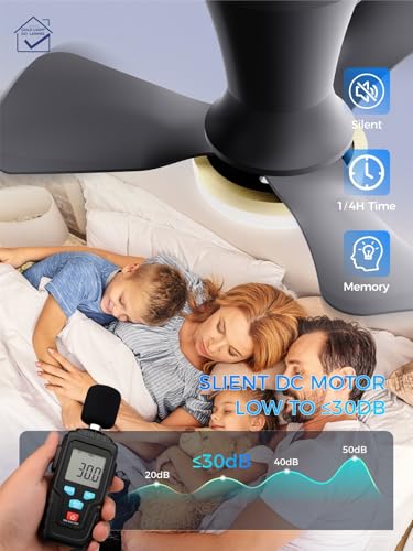 Image of LANMEL 22 Inch Flush Mount Ceiling Fan with Light and Remote, Low Profile Modern Ceiling Fan, 6 Speed, Reversible, 3000k-6500k Dimmable LED, Quiet DC Motor for Indoor Outdoor, Black Gold