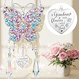Mothers Day Grandma Gifts Nana Gifts for Grandma Granddaughter Grandchildren Grandkids, Best Grandmother Birthday Gift for Nana Gigi Mimi New Grandmother Gift Butterfly Crystal Suncatcher Window